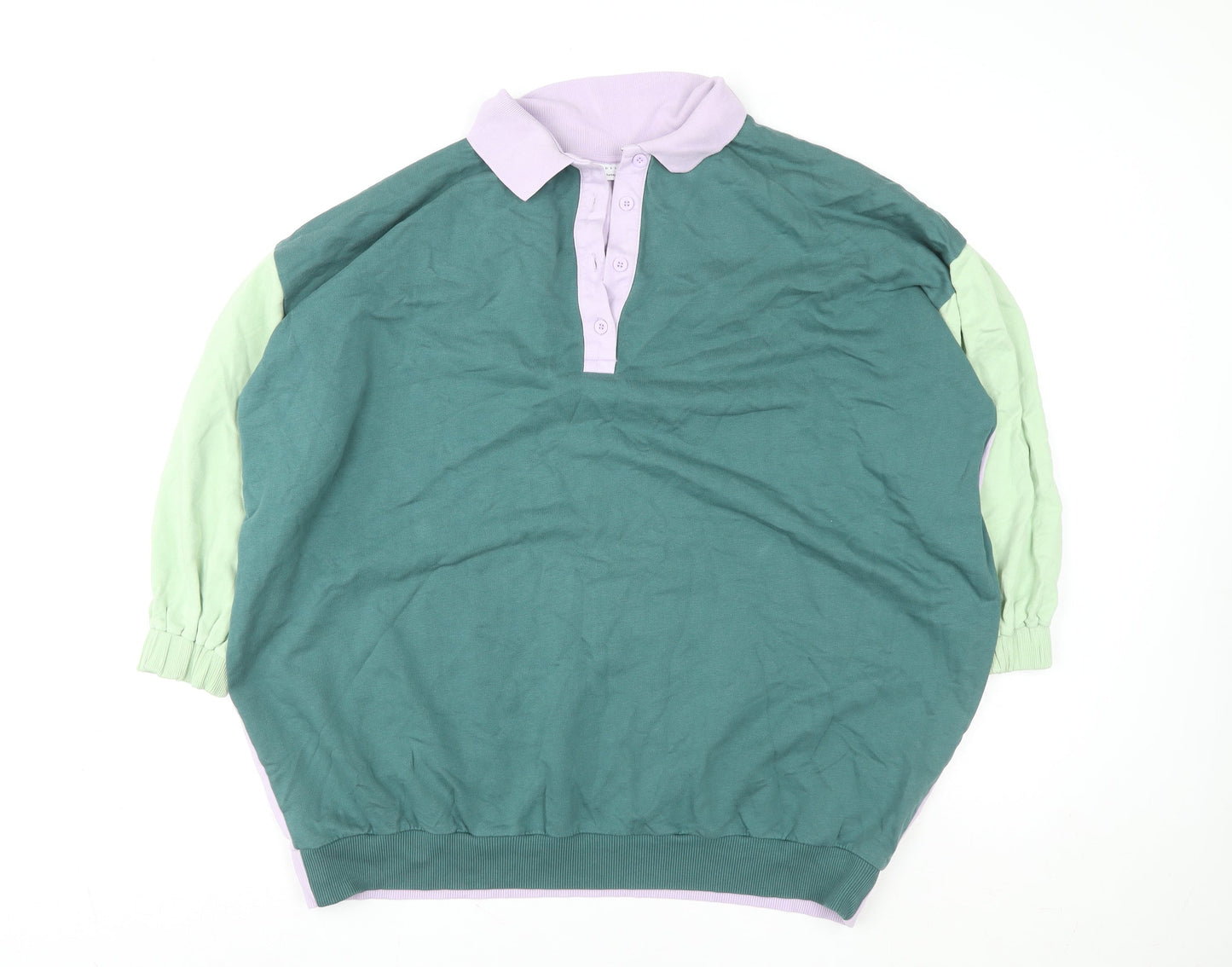 ASOS Design Women's Green Lilac Colourblock Henley Sweatshirt Size 8
