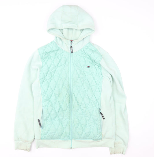 Tommy Hilfiger Womens Green 2XL Hooded Quilted Zip Jacket