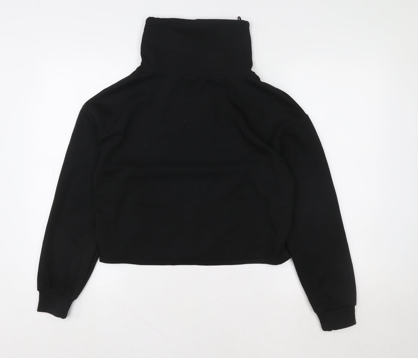 F&F Women Black XS Pullover Polyester Funnel Neck Sweatshirt
