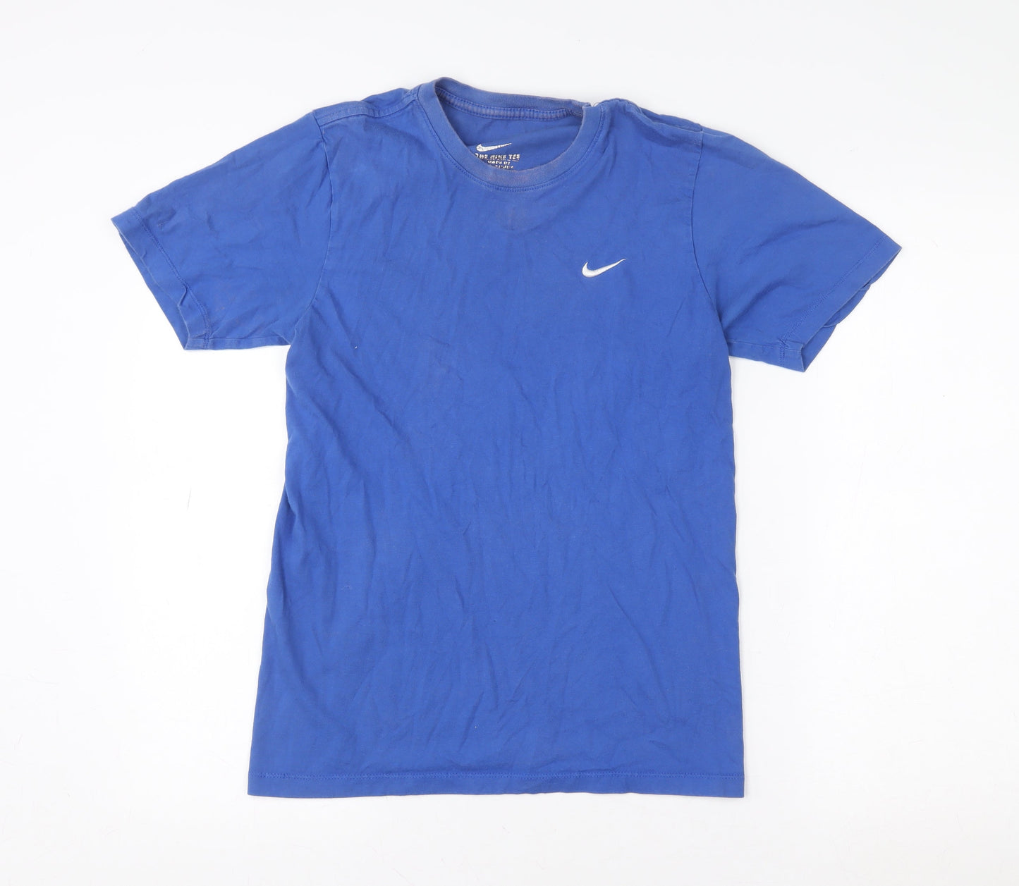 Nike Men's Blue Small Crew Neck Cotton Sports T-Shirt