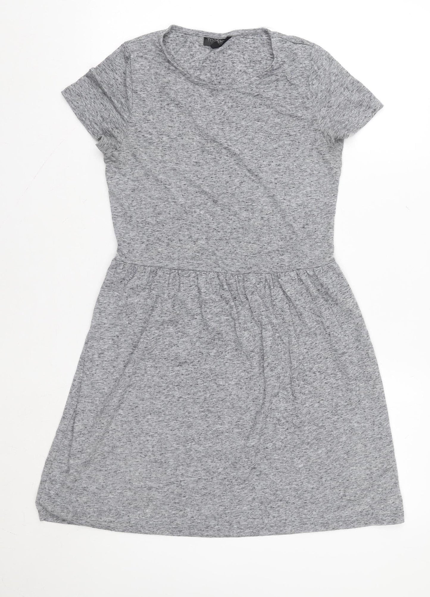 Topshop Women Grey Jersey Fit & Flare Dress Size 8