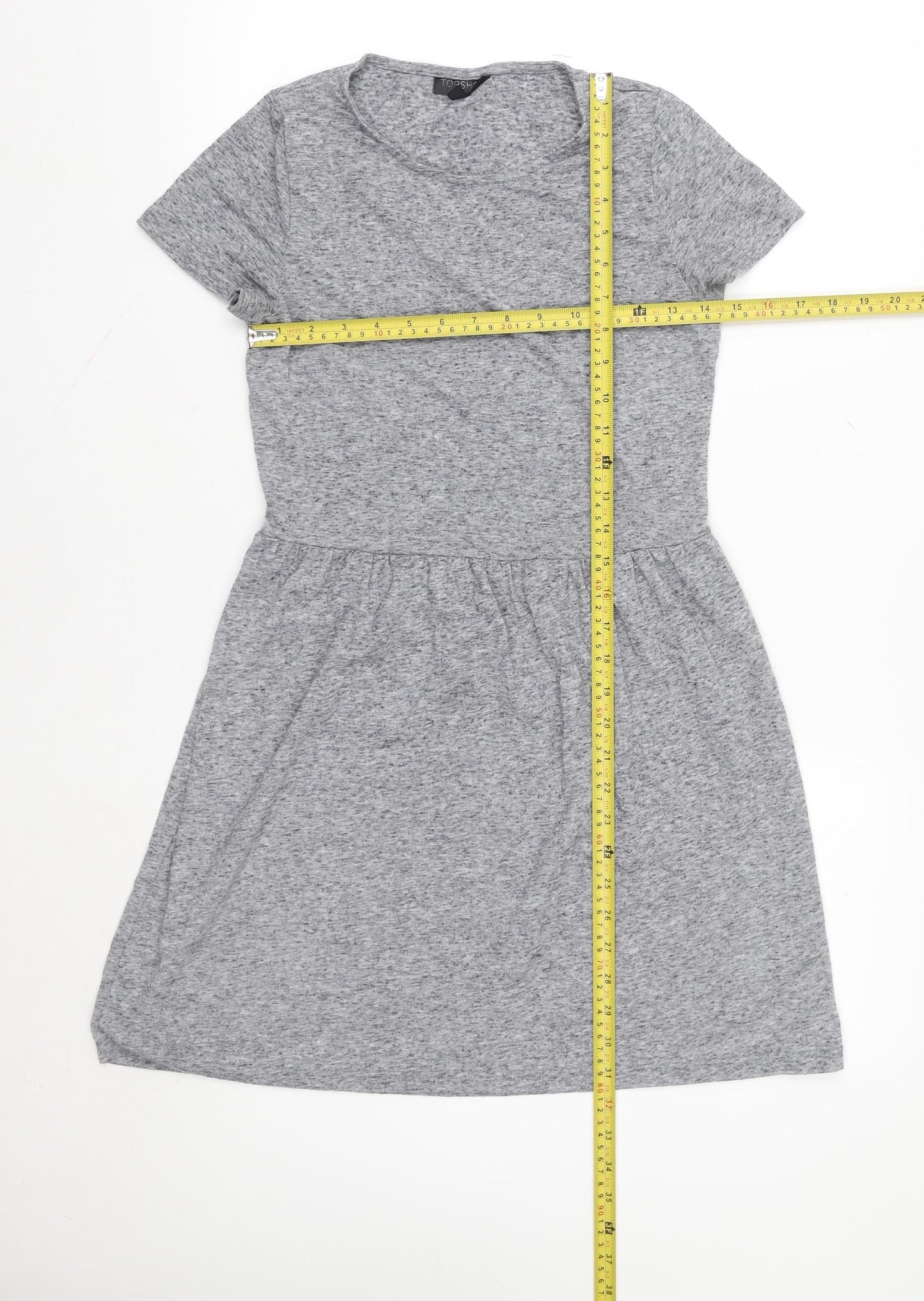 Topshop Women Grey Jersey Fit & Flare Dress Size 8