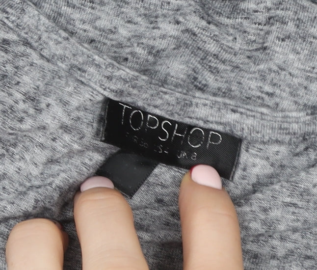 Topshop Women Grey Jersey Fit & Flare Dress Size 8
