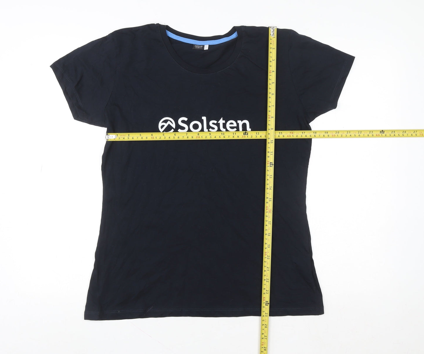 Premium Women Black Cotton Crew Neck T-Shirt Size L