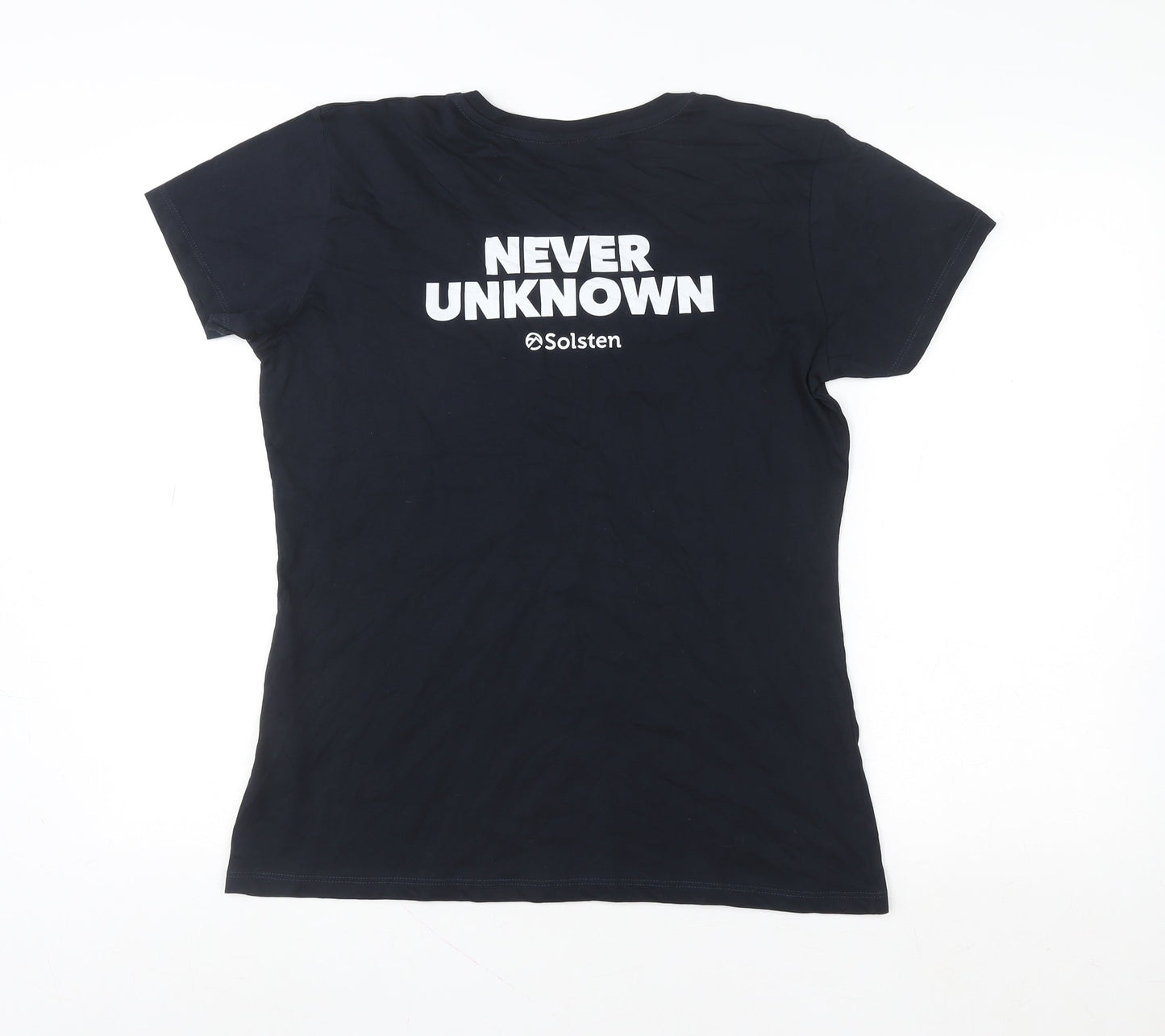 Premium Women Black Cotton Crew Neck T-Shirt Size L