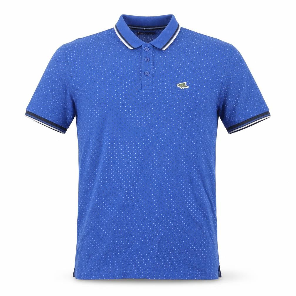 Le Shark Men Blue Polka Dot Polo Shirt Size L Short Sleeve Cotton