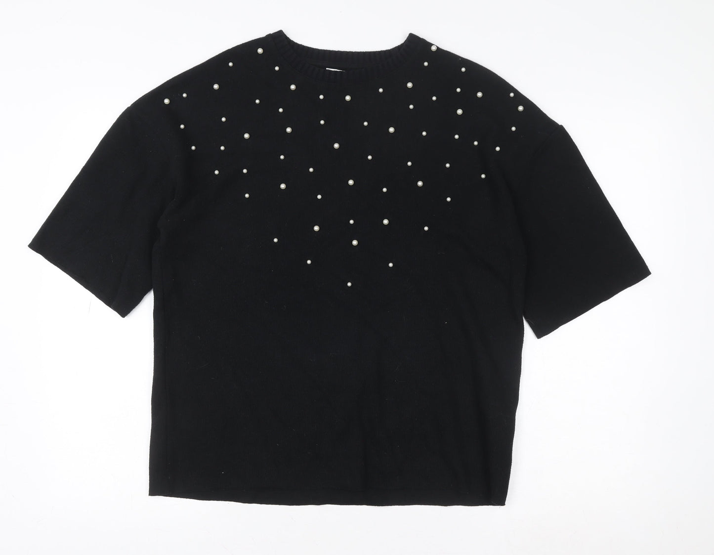 Marks and Spencer Women Black Size 10 Beaded Pullover Sweater