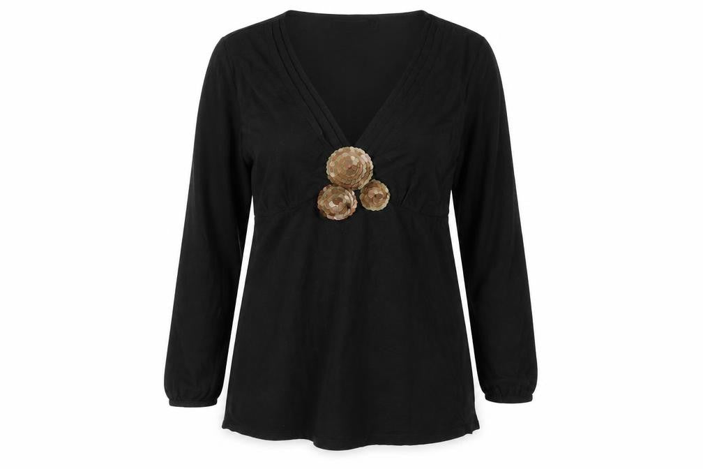 Boden Women’s Black Long Sleeve Sequin Tunic Blouse Size 12