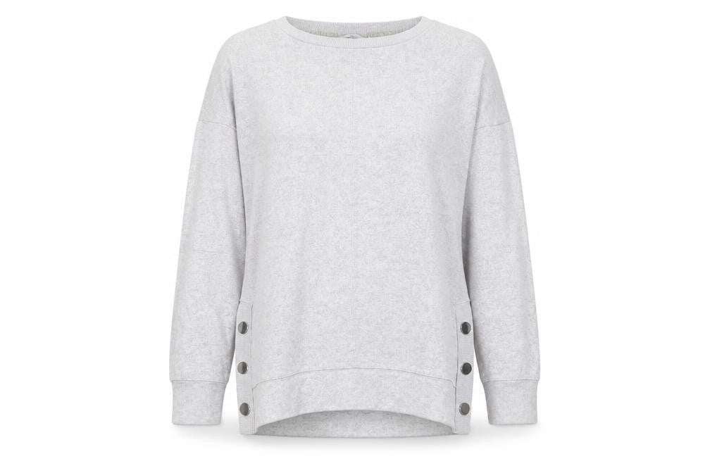 Next Women Grey Button Detail Long Sleeve Pullover Sweatshirt Size 10