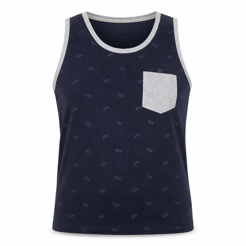 Lee Cooper Unisex Blue Car Print Tank Top L Cotton Summer Casual