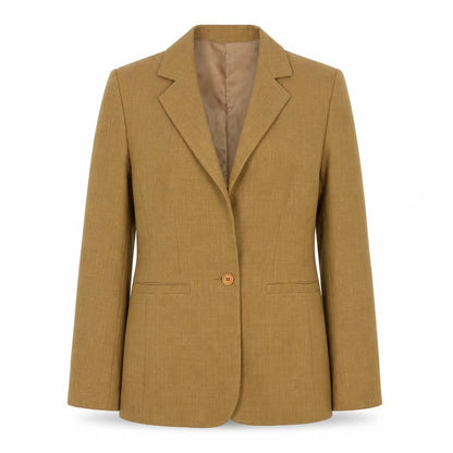 Anna Rossi Womens Brown Single-Breasted Blazer Size 12 Polyester Lined
