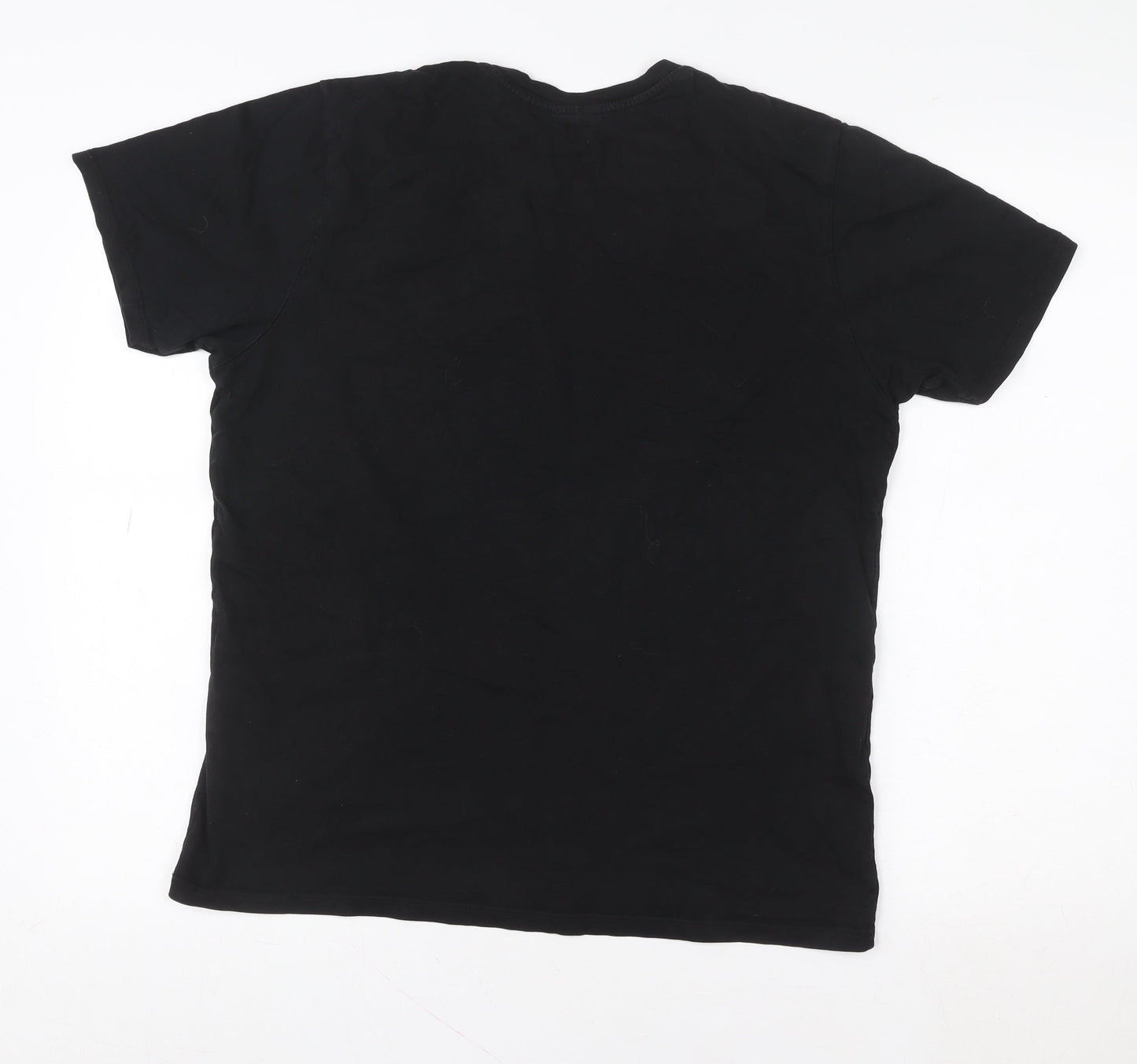 Premium Men Black Cotton Crew Neck Short Sleeve T-Shirt M