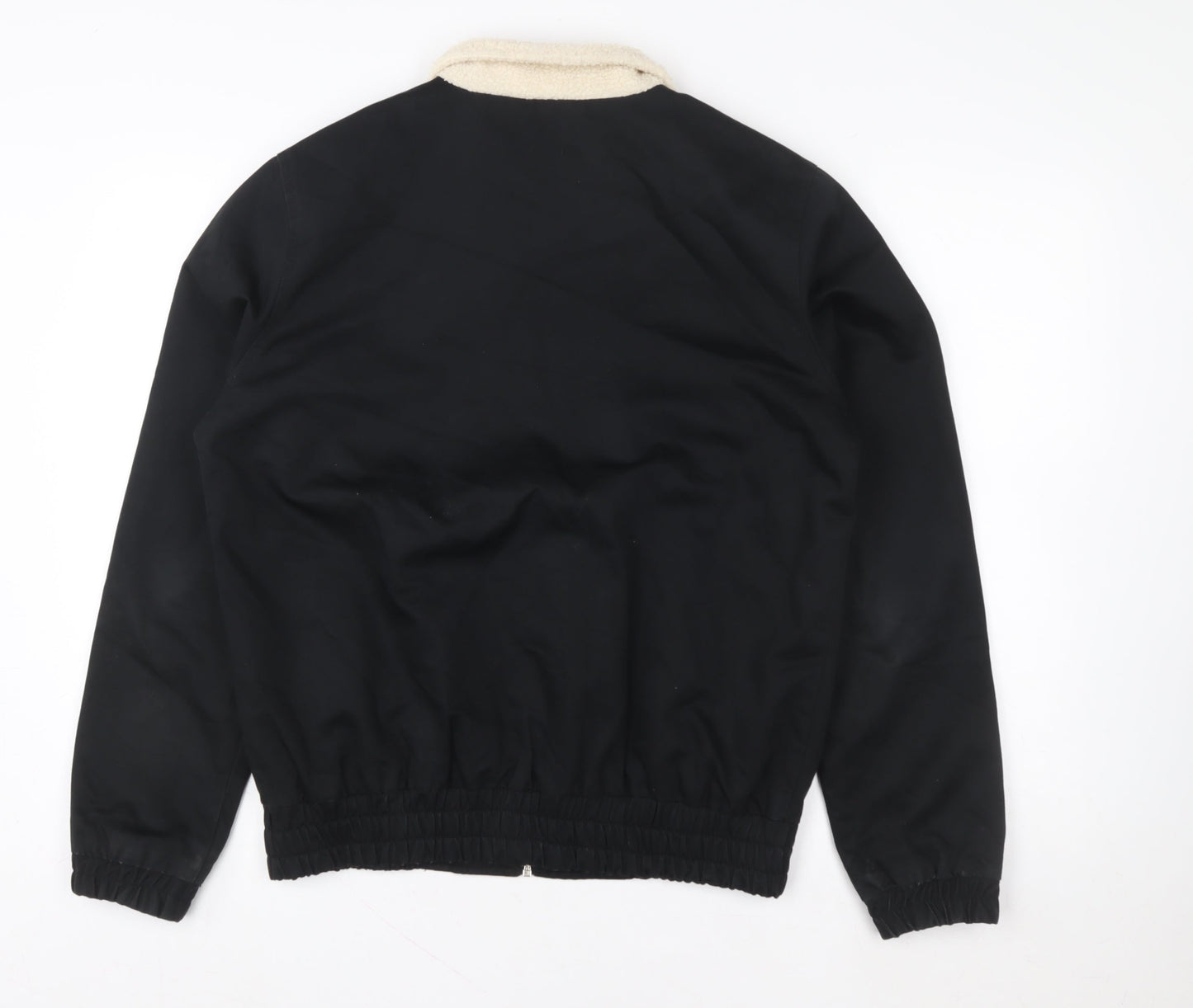 boohooMAN Men’s Black Faux Shearling Collar Bomber Jacket Size M