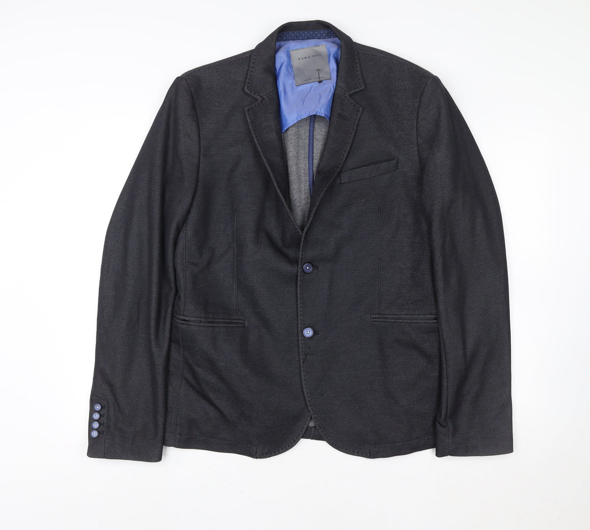 Zara Black Regular Fit Single-Breasted Blazer Jacket L Unisex Adults