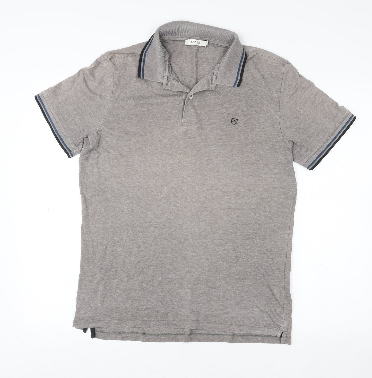 Jack & Jones Grey Men's M Premium Cotton Polo Shirt
