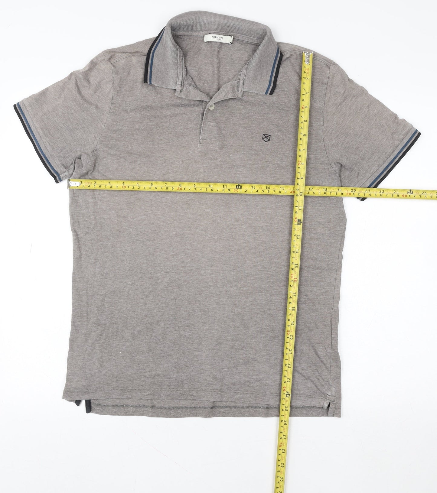 Jack & Jones Grey Men's M Premium Cotton Polo Shirt