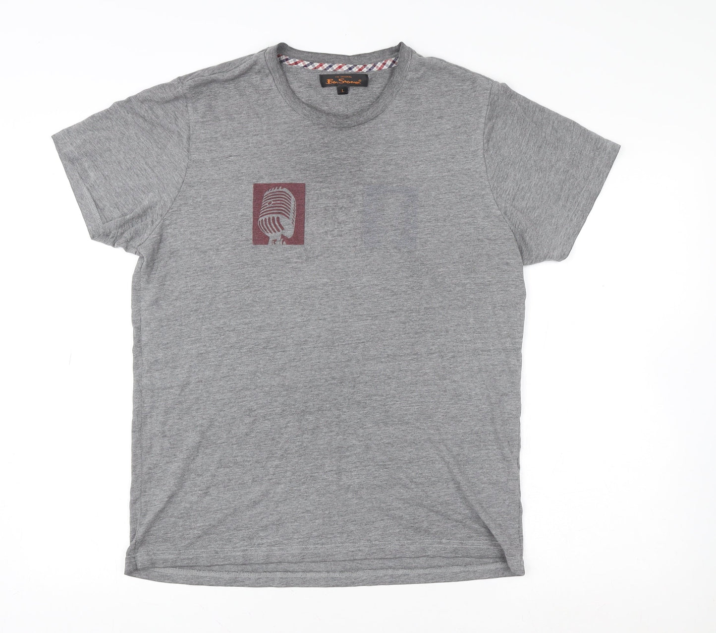Ben Sherman Men's Grey Graphic Music Print T-Shirt Size L
