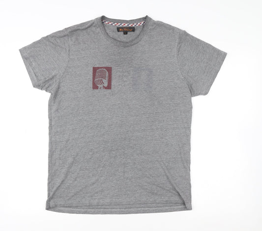 Ben Sherman Men's Grey Graphic Music Print T-Shirt Size L