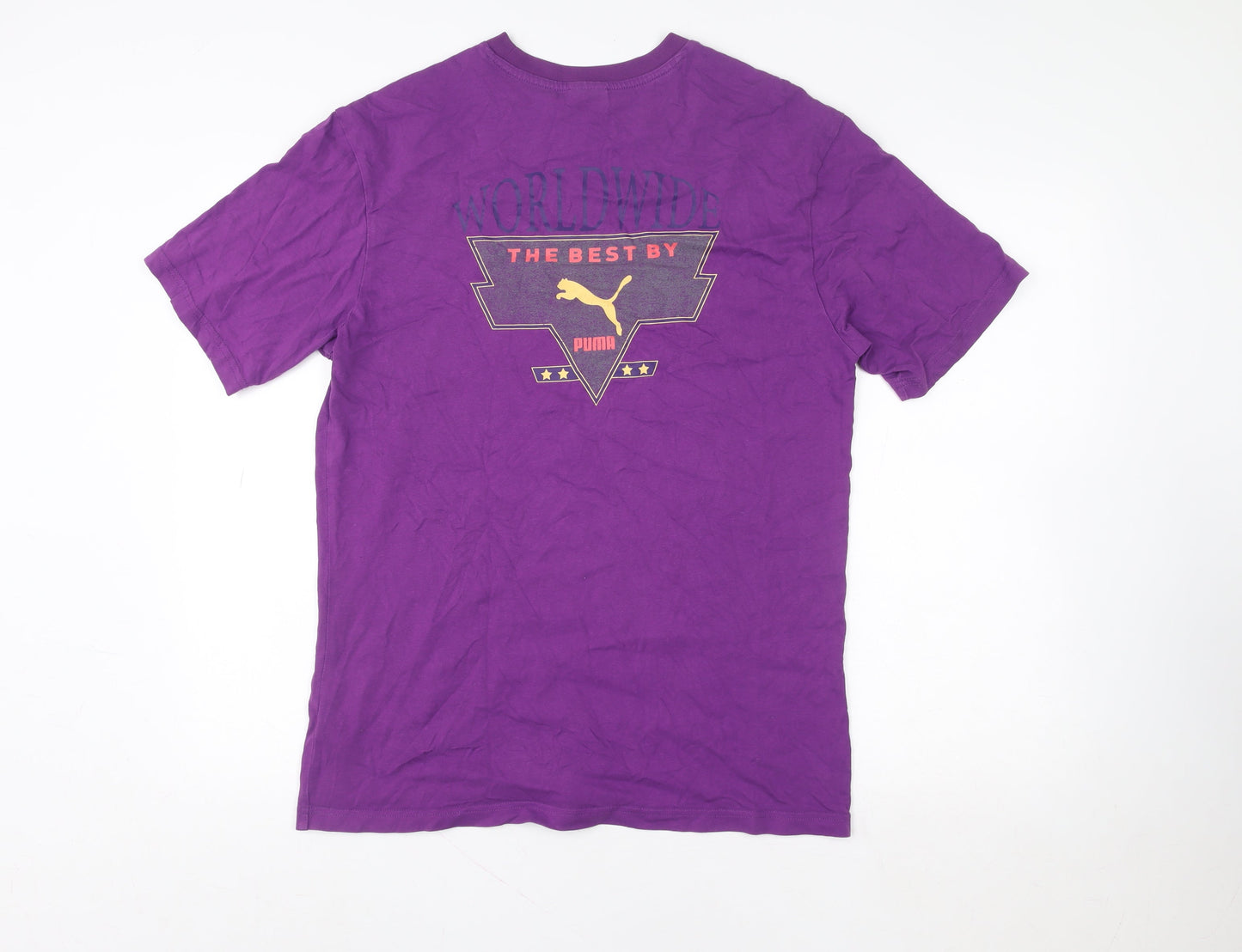 Puma Womens Purple Basic Cotton Crew Neck Short Sleeve T-Shirt S