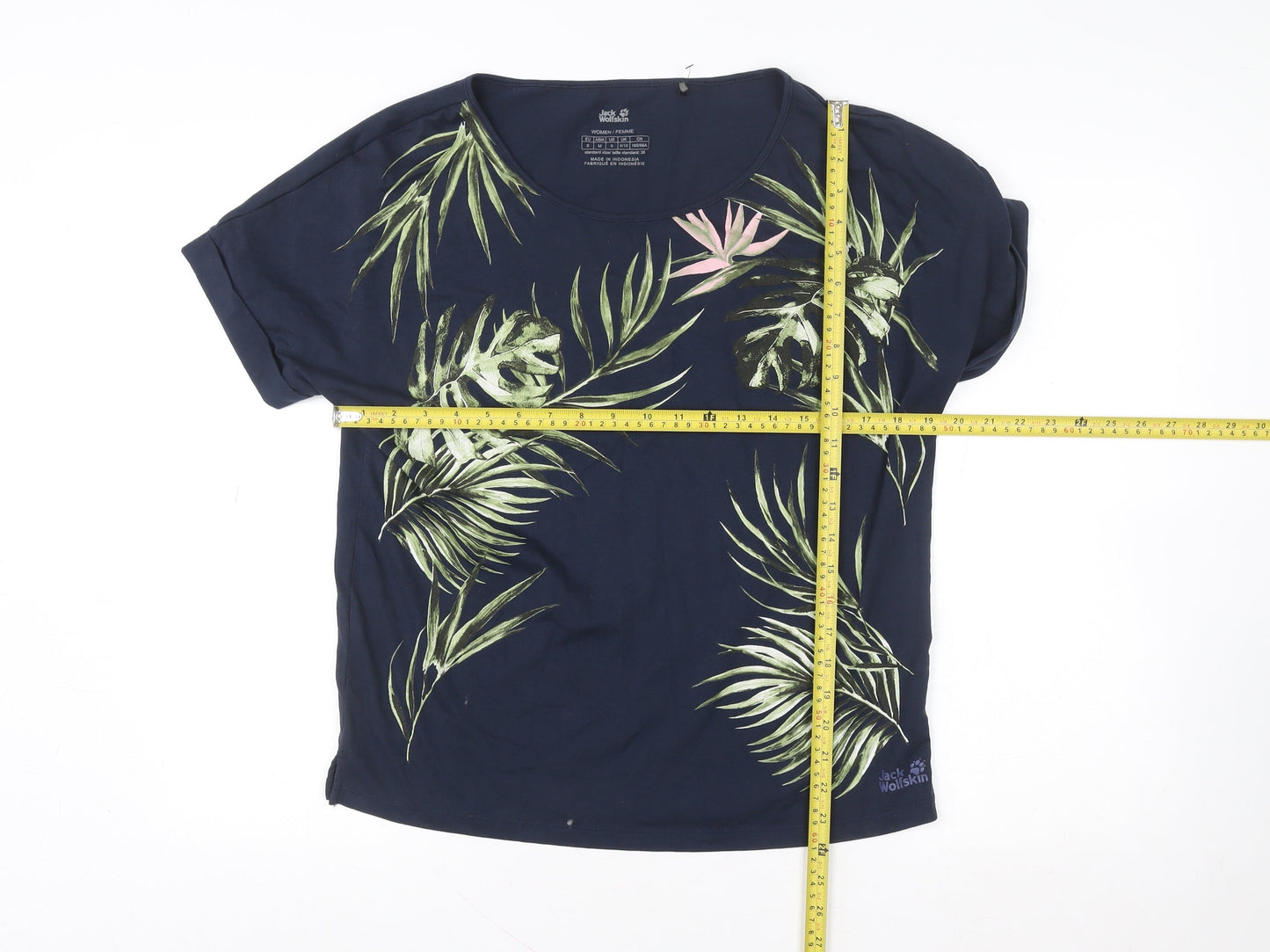 Jack Wolfskin Women's Blue Tropical Print T-Shirt Size S