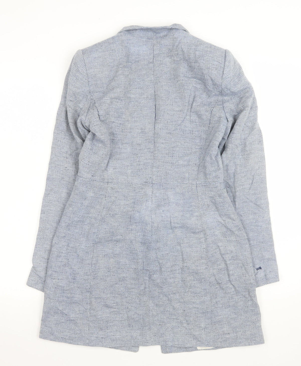 Zara Women Blue Size 8 Herringbone Tweed Mid-Length Blazer