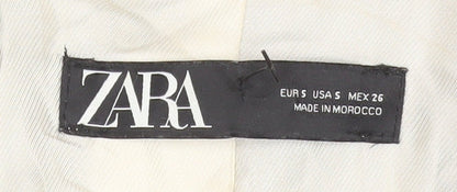 Zara Women Blue Size 8 Herringbone Tweed Mid-Length Blazer
