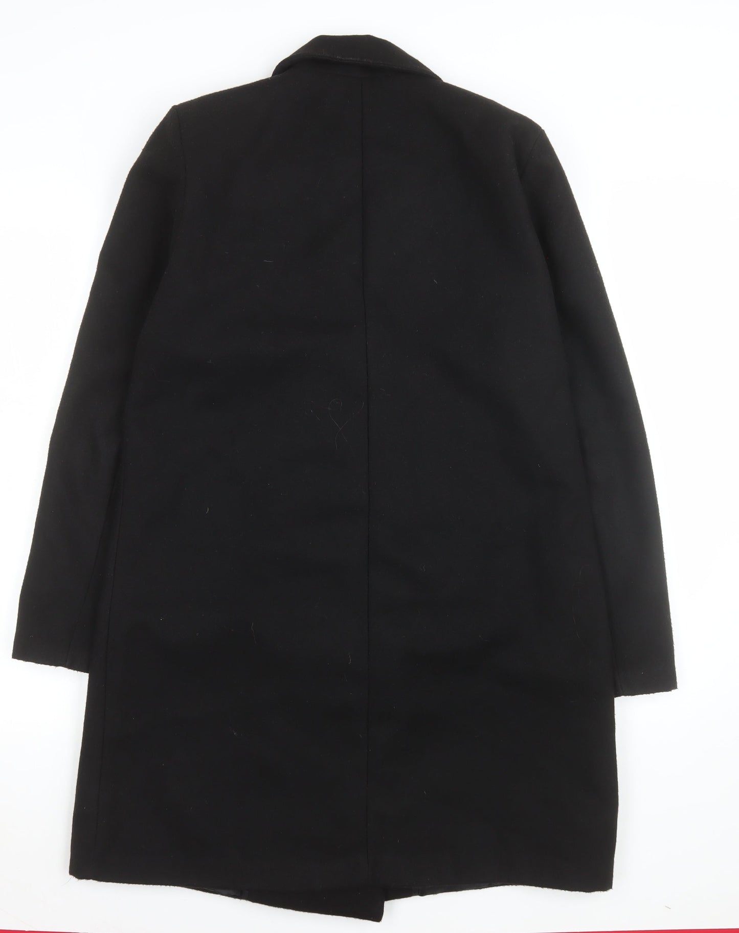 Nina Conti Women's Black Long Overcoat Size M Lined Button Classic Style