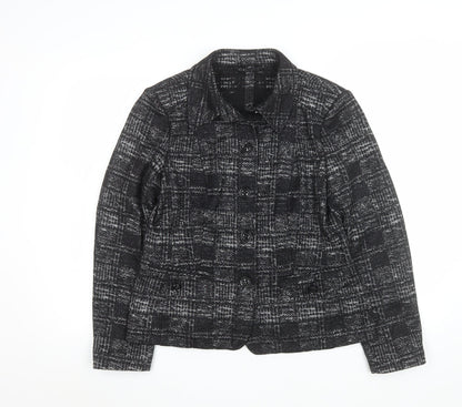 Basler Collection Women's Black Check Wool Blend Blazer Size 14