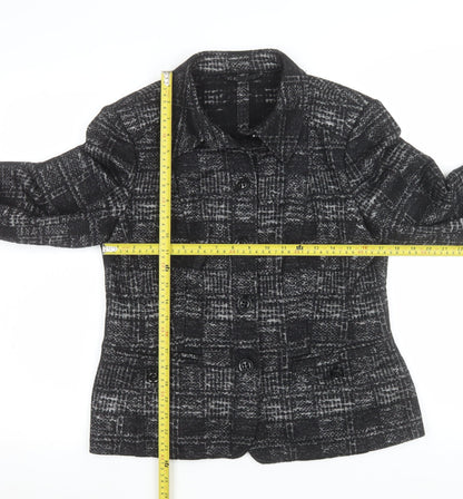 Basler Collection Women's Black Check Wool Blend Blazer Size 14