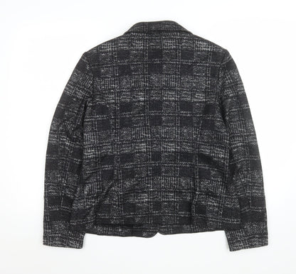 Basler Collection Women's Black Check Wool Blend Blazer Size 14