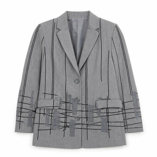 Betty Barclay Women Grey Wool Single-Breasted Blazer UK 14