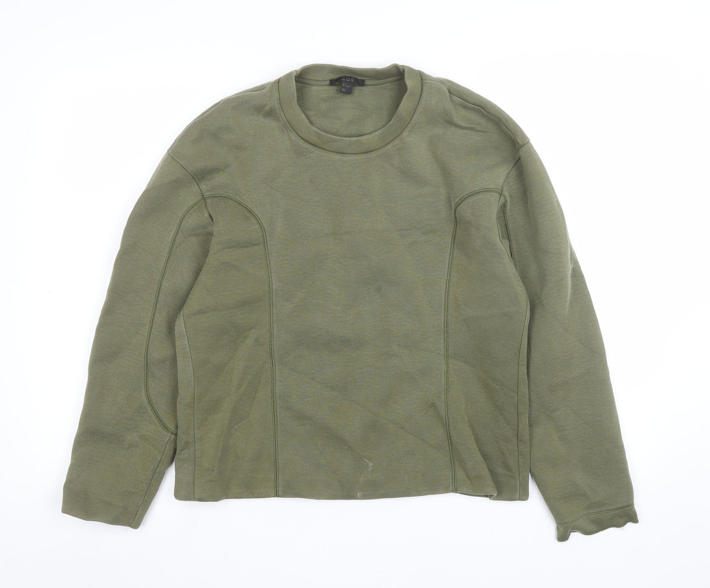 COS Womens Khaki Green Long Sleeve Crew Neck Sweatshirt Size S