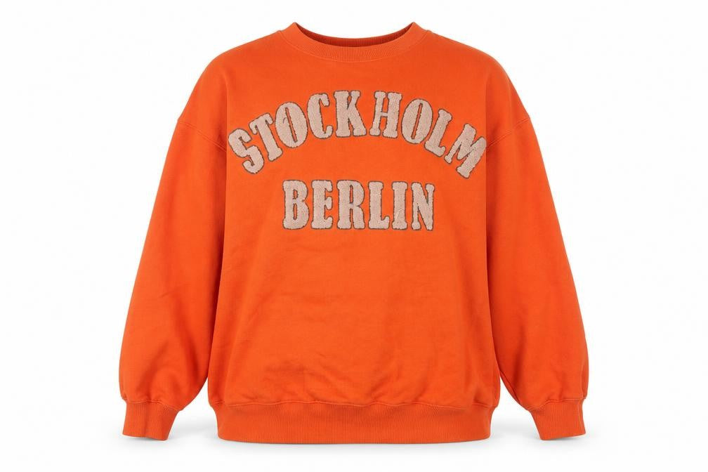 H&M Women's Orange Stockholm Berlin Cotton Blend Pullover Sweatshirt M