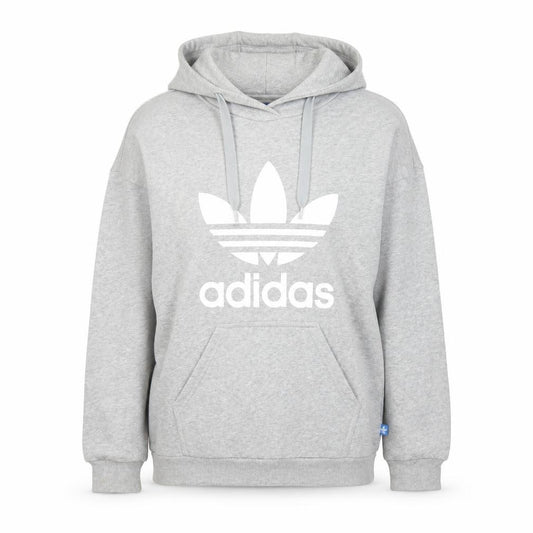 Adidas Womens Grey Hoodie Size 6 Pullover Cotton Blend Hooded Sweatshirt