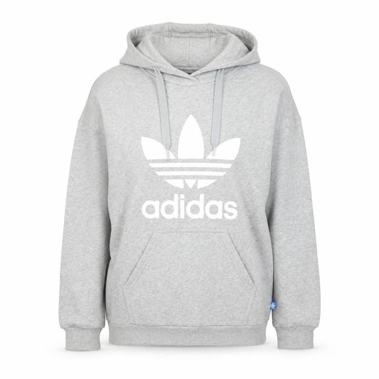 Adidas Womens Grey Hoodie Size 6 Pullover Cotton Blend Hooded Sweatshirt