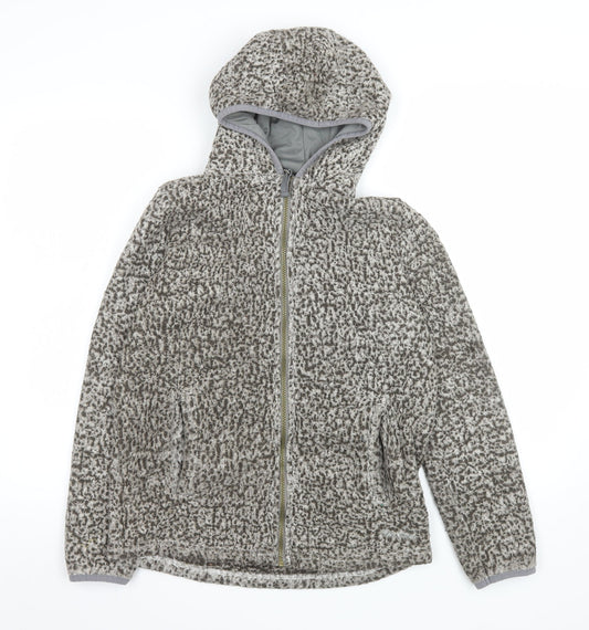 Peter Storm Womens Grey Hooded Fleece Jacket Size 13 Full Zip Outdoor Warm Layer
