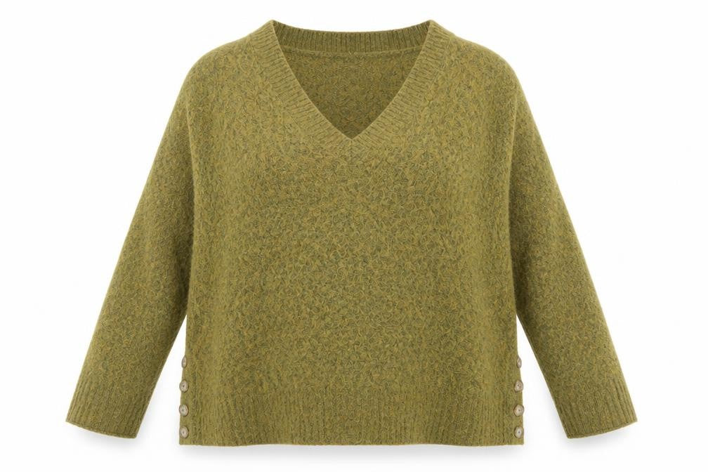 FatFace Women’s Green Alpaca Blend V-Neck Pullover Sweater Size 14