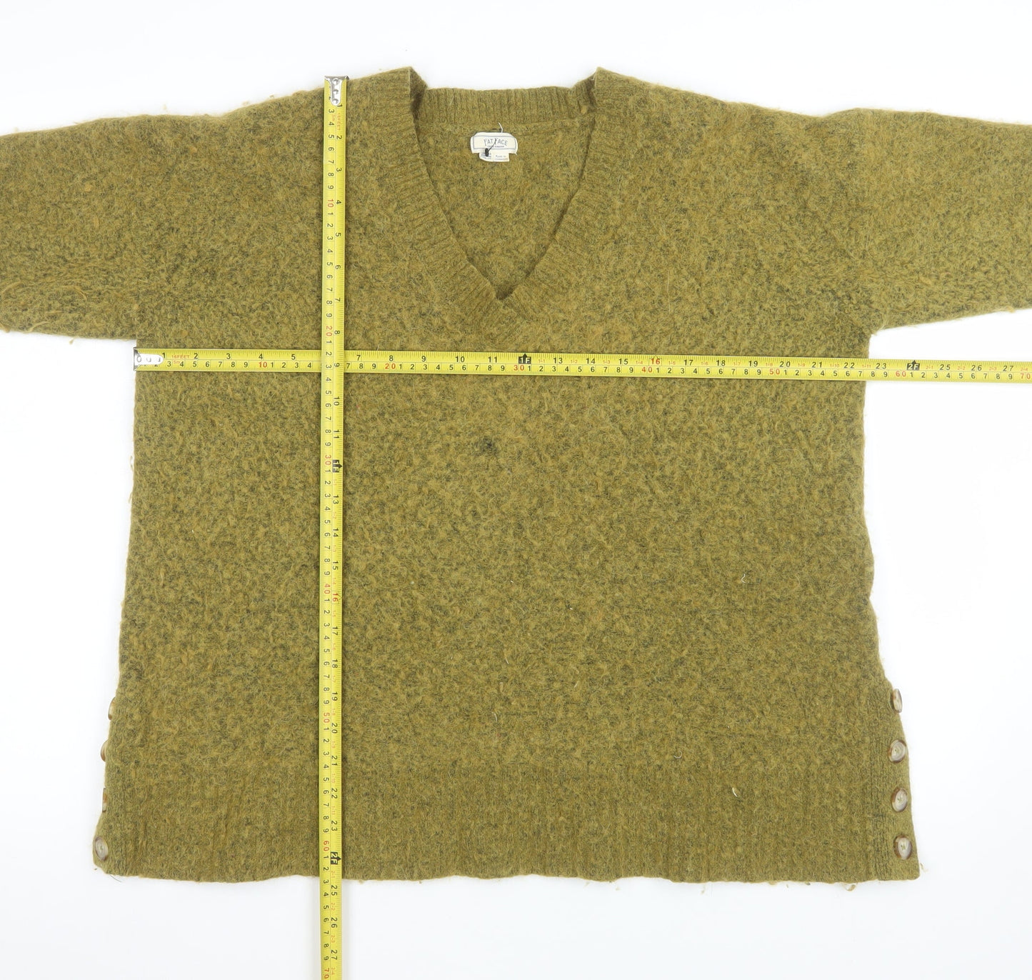 Fat Face Women’s Green Alpaca Blend V-Neck Pullover Sweater Size 14