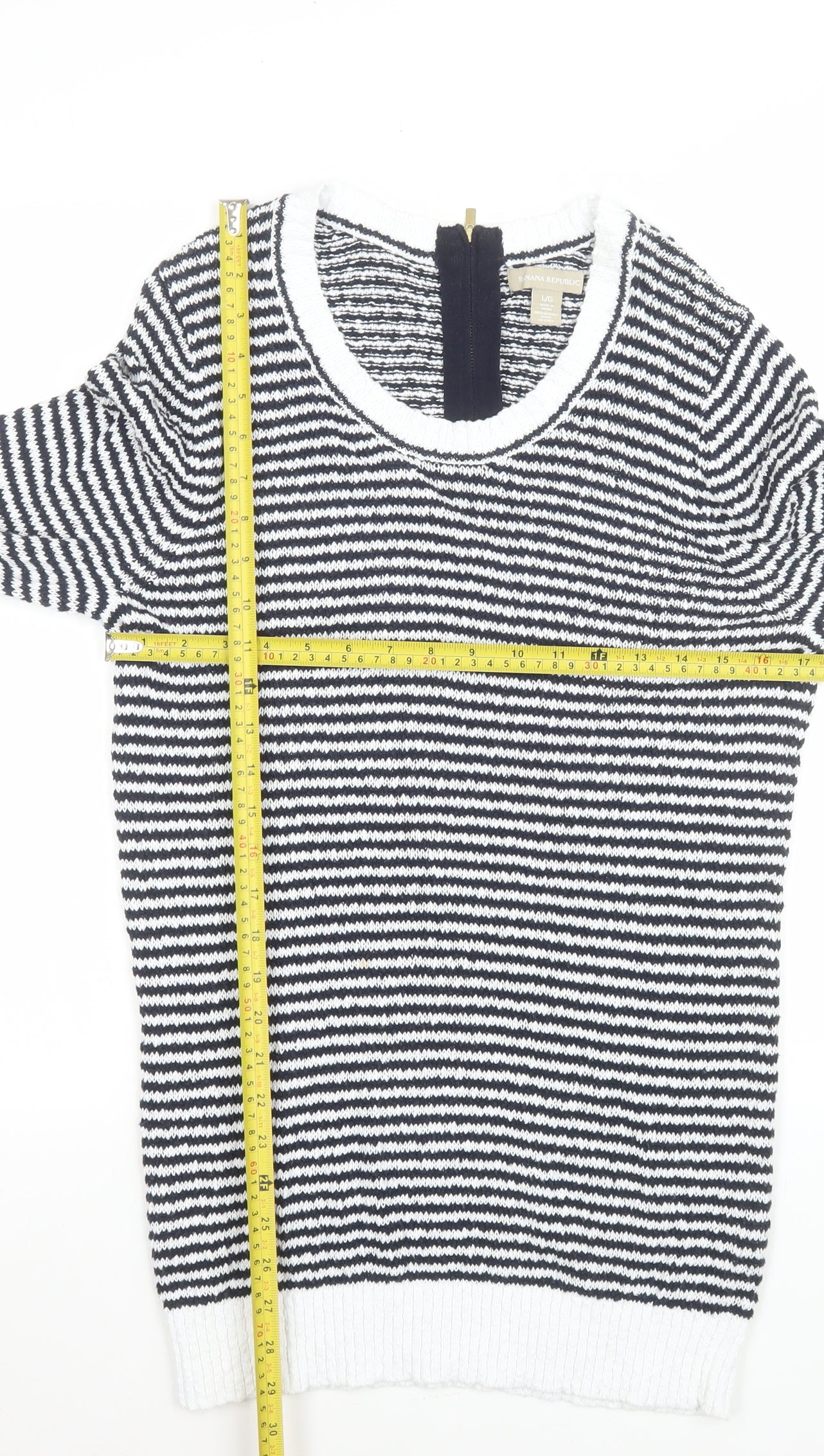Banana Republic Women's Multicoloured L Cotton Knit Striped Pullover Jumper