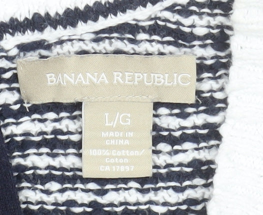 Banana Republic Women's Multicoloured L Cotton Knit Striped Pullover Jumper