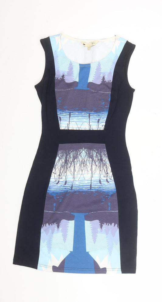 Yumi Women’s Blue Nature Print Sleeveless Bodycon Dress Size S
