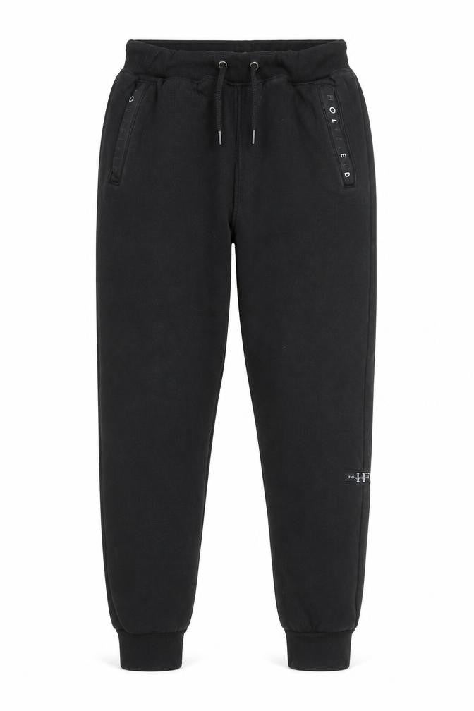 HOLYFIELD Boys Black Fleece Jogger Trousers L 14-16 Years Cotton Blend