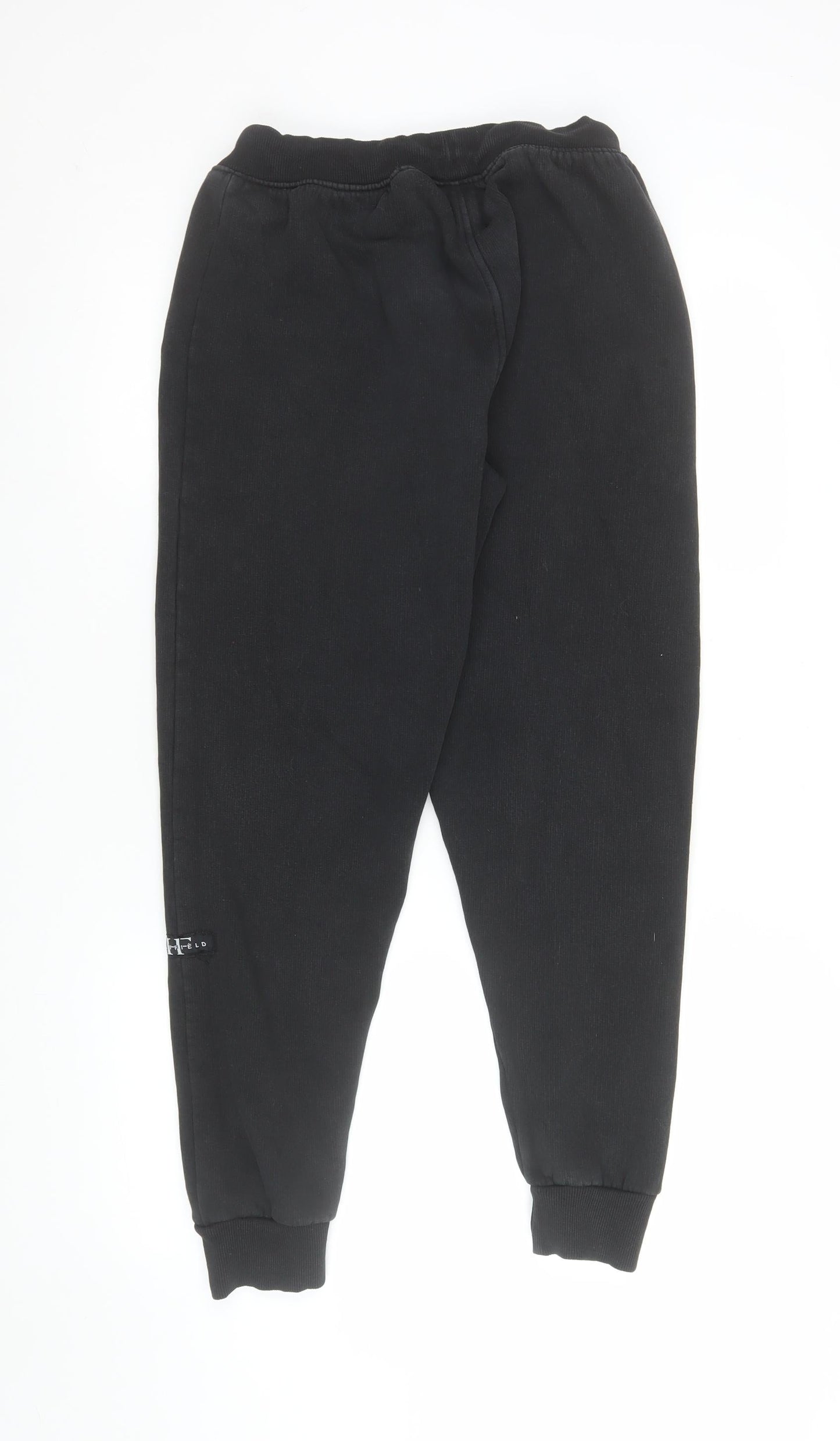HOLYFIELD Boys Black Fleece Jogger Trousers L 14-16 Years Cotton Blend