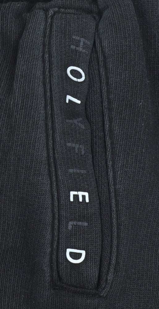 HOLYFIELD Boys Black Fleece Jogger Trousers L 14-16 Years Cotton Blend