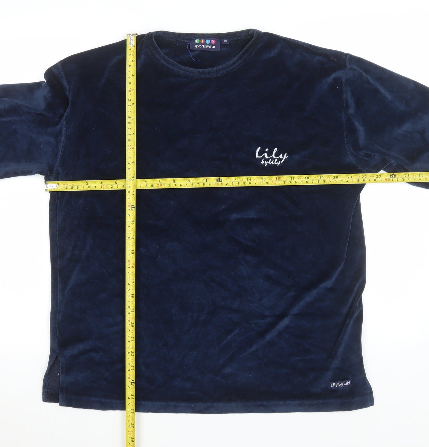 Lily Womens Blue Velvet Long Sleeve Nightshirt Top One Size