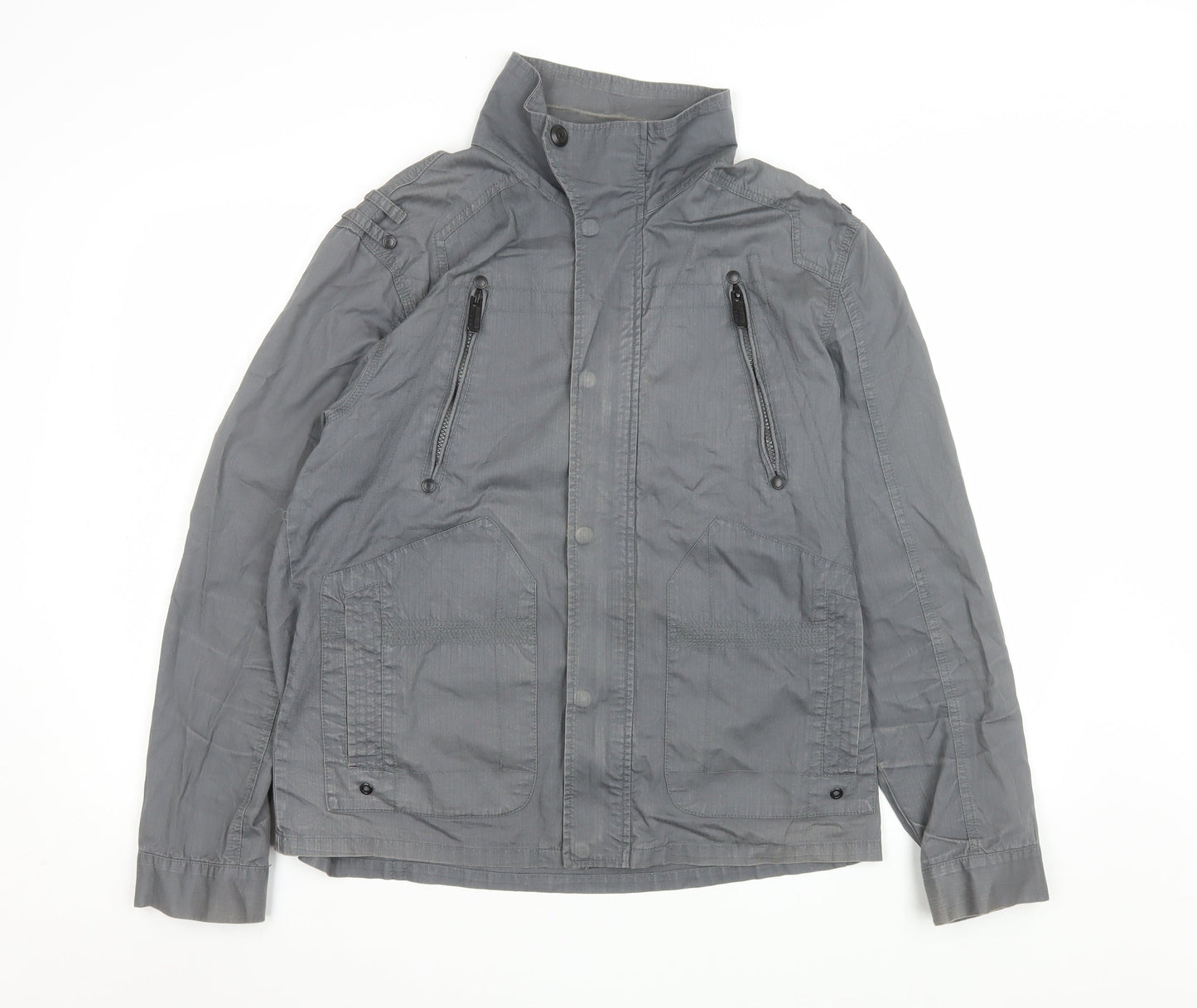 Burton London Men's Grey Cotton Twill Jacket M Regular Fit