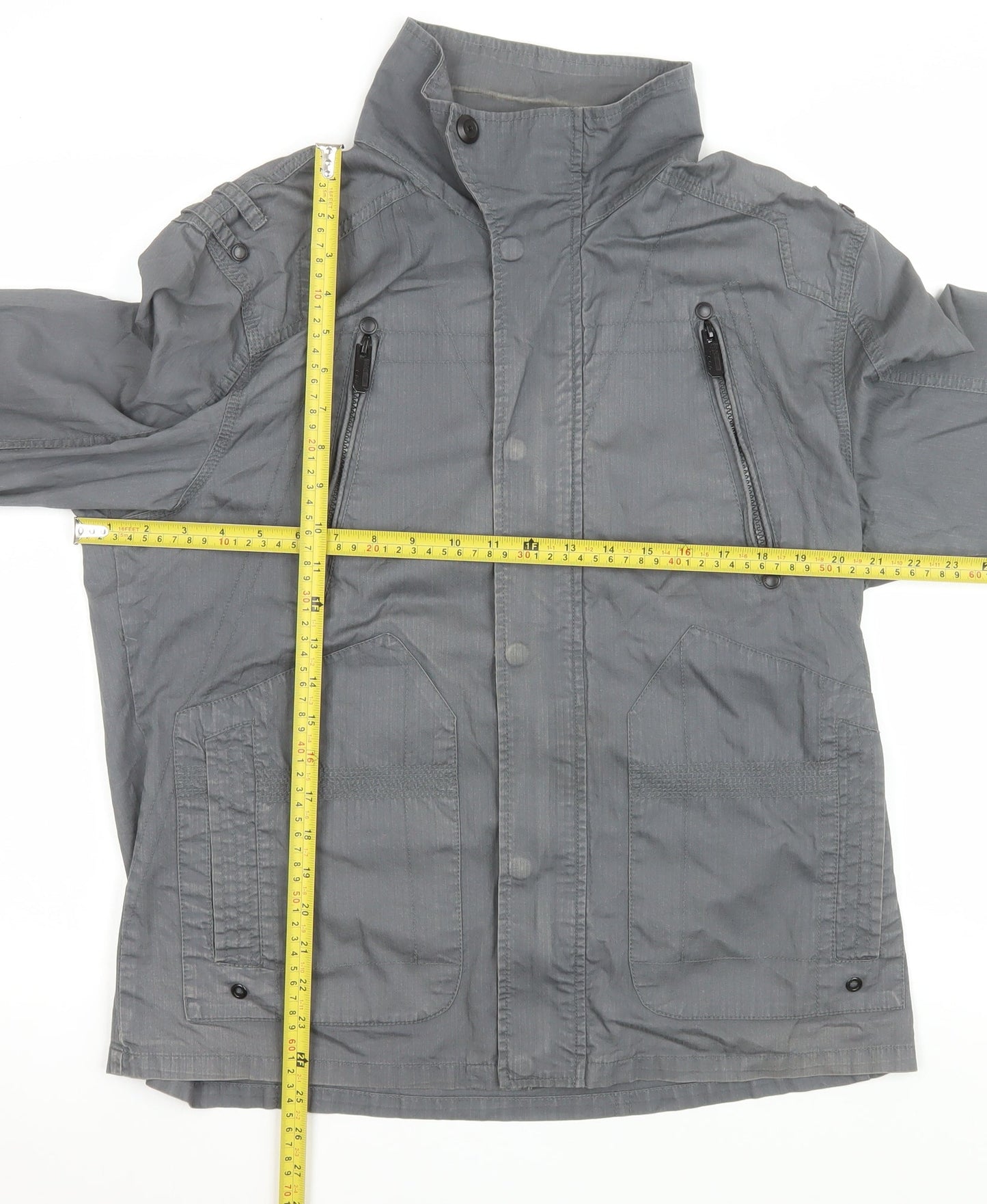 Burton London Men's Grey Cotton Twill Jacket M Regular Fit