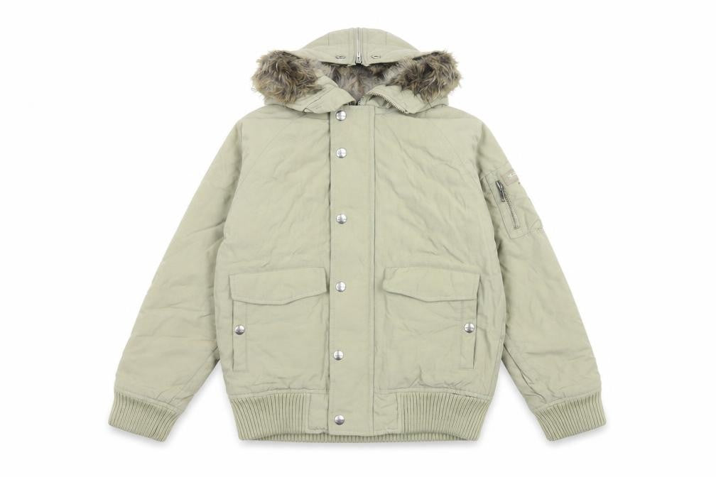 Woolrich Kids Girls Beige Hooded Puffer Jacket Age 10 with Faux Fur Trim