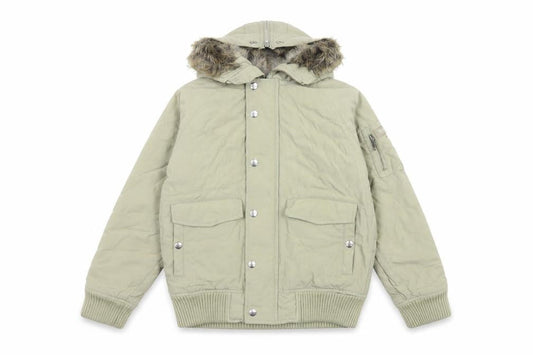 Woolrich Kids Girls Beige Hooded Puffer Jacket Age 10 with Faux Fur Trim