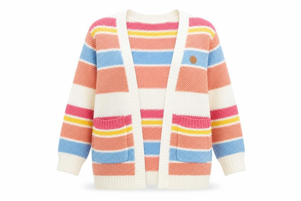 Piping Hot Women's Multicoloured Striped Acrylic Cardigan Size 7
